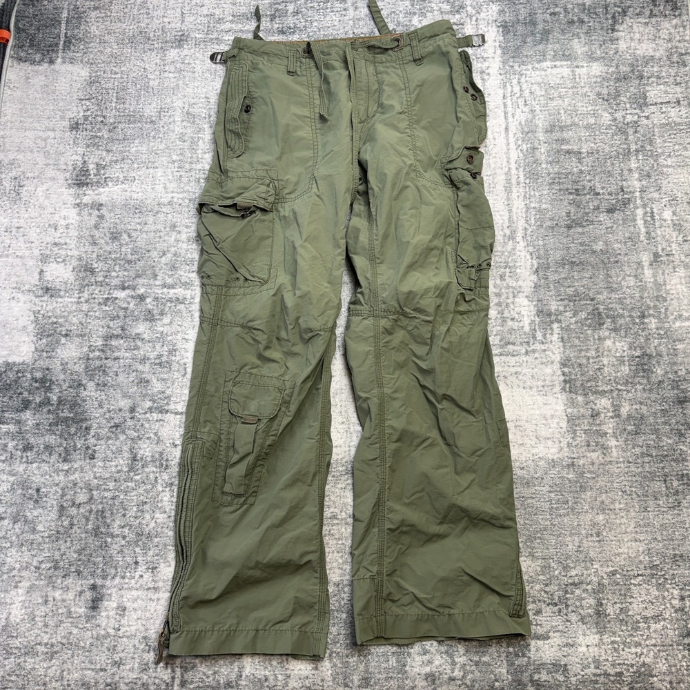 VTG Y2K GAP Pants Womens XS Paratrooper Cargo Relaxed Zip Festival Rave Nylon